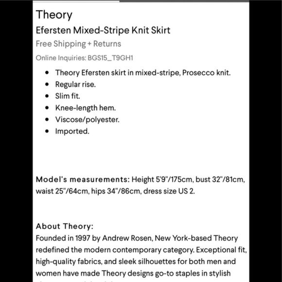 Theory Efersten Mixed-Stripe Knit Pencil Skirt Like New Black & White - Picture 10 of 10